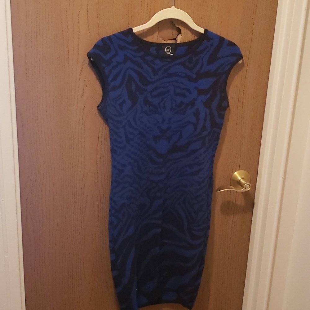 Black add blue McQ dress  with tiger print